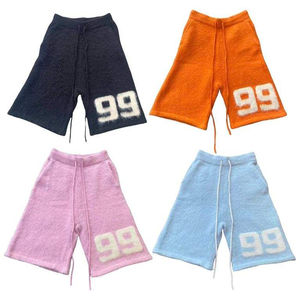 Pantalones cortos de punto personalizados con estampado de tu logotipo, pantalones cortos de tela de mohair unisex para hombre, ropa de calle, pantalones cortos de mohair para hombre, venta al por mayor de alta calidad - Product Image 6