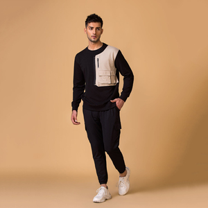 Conjunto Deportivo de Invierno con Capucha, Color Sólido, Personalizable, Calidad Premium, 100% Algodón, Transpirable, Corte Regular, Atractivo, de Dos Piezas - Product Image 1