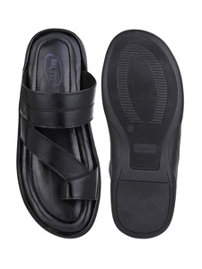 Sandales confortables en cuir pour hommes, pantoufles décontractées légères, semelle en PU souple, respirantes, à bout ouvert, chaussures de marche d'été pour la plage - Product Image 1