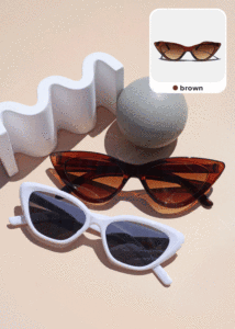 Occhiali da Sole Quadrati Stile Cat-Eye A3shop con Protezione UV400, Logo Personalizzato, Montatura in PC Grigia e Bianca, Lenti CR39 con Stampa Colorata - Product Image 3