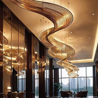 Lustre suspendu en cristal/verre LED de design moderne et luxueux, à hauteur réglable, pour hall d'hôtel