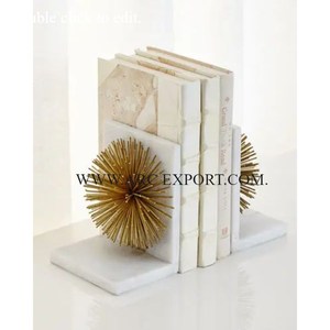 Modern Decorative White Marble Desk Organizer <b>Book</b> Ends Creative Bookends Tabletop Decoration Room Decor Bookend From India - Product Image 5