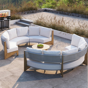 ชุดโซฟาไม้สักธรรมชาติพร้อมเบาะและเชือกเฟอร์นิเจอร์ลานสวนกลางแจ้ง-บารา - Product Image 4