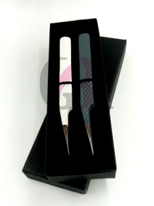 Vente en gros de pinces à épiler pour extensions de cils GETUP BROSONS IMPEX, antistatiques, à pointe lisse, en acier inoxydable, à pointe argentée, revêtement en poudre, personnalisées - Product Image 3