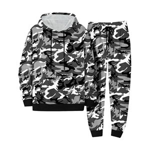 Conjunto Deportivo Personalizable para Hombre, Sudadera con Capucha de Felpa de Algodón con Estampado de Camuflaje, Pantalones Deportivos Holgados, Estilo Urbano - Product Image 2