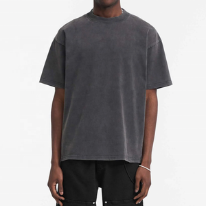 Camiseta de Moda Urbana, 100% Algodón, Tejida, con Logotipo Personalizado, Estilo Vintage, Lavado Ácido, para Hombre - Product Image 1