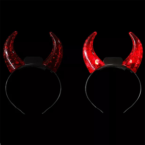 Bandeau à cornes de <span class=keywords><strong>diable</strong></span> en cristal lumineux à LED Bandeau à cheveux de costume d'Halloween pour Diwali Party Holiday Head Boppers - Product Image 3