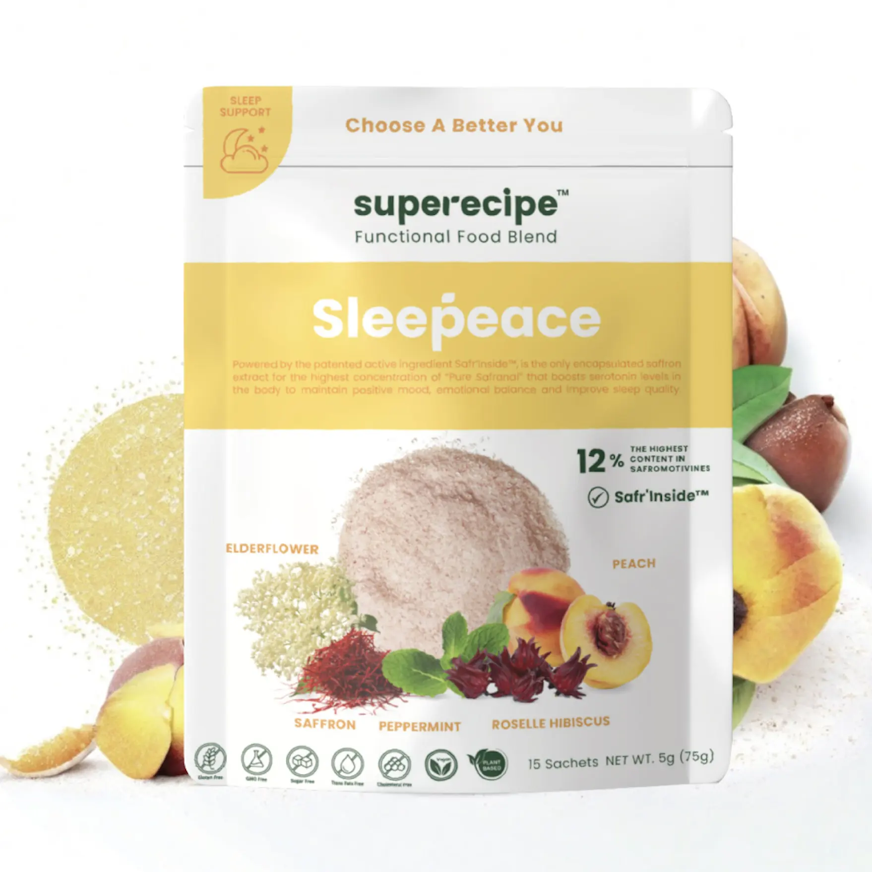 Natural Fruit Extract Good Sleep Peach Flavour Functional Powder Drink OEM ODM Private Label