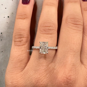 Elegant Radiant Cut Lab Grown Diamond Halo 18K <b>Solid</b> Gold VVS Clarity Luxury Women's Engagement Wedding Fine Jewelry Ring - Product Image 6