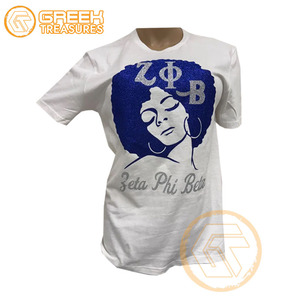Wholesale Customized Zeta Phi Beta Cotton T-Shirt High Quality Sorority Apparel Women Fraternity All Seasons <b>Plain</b> Dyed - Product Image 1