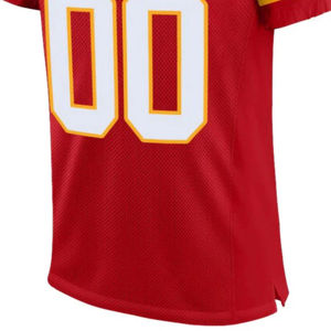 Maillot de football américain personnalisé à col en V, respirant, en maille, uniforme d'équipe, rayures rouges, jaunes et blanches, vêtements de sport personnalisés, vente en gros - Product Image 5