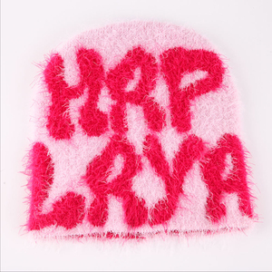 Nouveau bonnet en mohair 2025, bonnet d'hiver, faible MOQ, bonnet en mohair, streetwear, design graphique, motif commun, bonnets jacquard - Product Image 3
