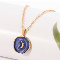 Collier en émail avec pendentif pièce astrologique colorée, vente en gros, faible MOQ 10 pièces