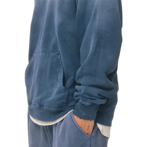 Sweat à capuche délavé à l'acide en coton polaire français Vintage 100% solide hiver Boxy Streetwear imprimé en détresse Baggy fabricant à capuche - Product Image 3