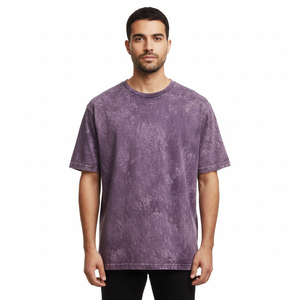 เสื้อยืดชายลายกรดฟอกสีอ่อนแบบพรีเมี่ยมผ้าคอตตอน100% นิ่มแห้งเร็วระบายอากาศได้ดีมีสไตล์สวมใส่ในยิม - Product Image 6