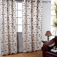 Rideaux occultants personnalisés en coton slub 100 % certifié GOTS, imprimé feuilles, tissés pour salon, salle à manger, chambre à coucher, OEM