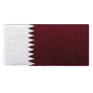 Parche de hierro con bandera de Qatar para coser en la ropa Oriente Medio Doha árabe, Parche de bandera de Qatar bordado musulmán árabe para planchar