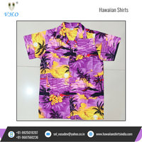 Chemise Hawaïenne Homme VHO à Motif Surf d'Été, en Popeline 100% Polyester Imprimée, Séchage Rapide, Respirante, Manches Courtes - Prix de Gros