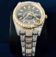 Montre Homme de Luxe en Acier Inoxydable de Haute Qualité, Mouvement Mécanique Japonais, Diamant Moissanite, Verre Analogique, Style Hip Hop Automatique