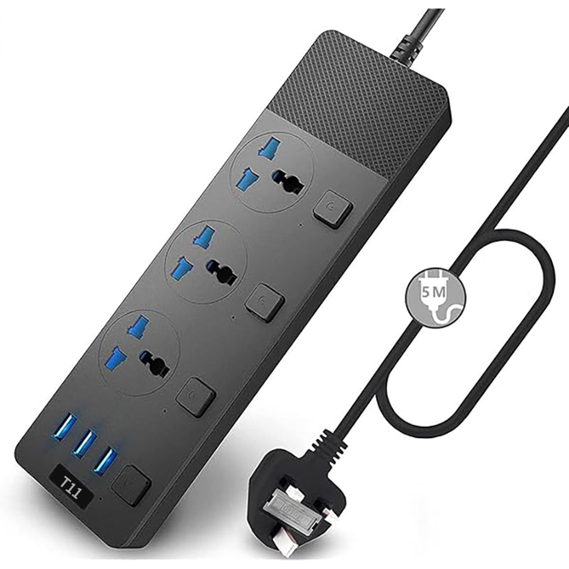 3000W 110V-250V Safe Power Strip with USB Fast Charging Extension Socket