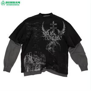 เสื้อยืดออกกำลังกายแขนยาวทรงโอเวอร์ไซส์ ยูนิเซ็กซ์ ผ้าฝ้าย 100% สองชั้น ซักแห้งเร็ว เป็นมิตรกับสิ่งแวดล้อม ปักลายแบบกรด รุ่นใหม่ล่าสุด - Product Image 5