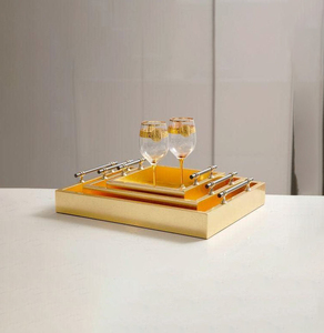 ถาดเคลือบแล็กเกอร์ตกแต่งหรูหราถาดเสิร์ฟทรงสี่เหลี่ยมผืนผ้าสีโลหะทำด้วยมือสำหรับโต๊ะอาหารตกแต่งบ้าน - Product Image 6