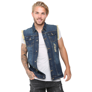 Chaleco vaquero para hombre para jóvenes, chaleco vaquero de tela de algodón lavable a la moda para exteriores de invierno con diseño y tamaño personalizados - Product Image 3