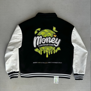Diseñe su propia chaqueta universitaria de alta calidad, Mangas de cuero, logotipo bordado personalizado, chaqueta universitaria con letras para hombres - Product Image 3