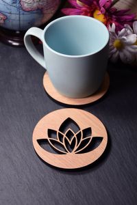 Posavasos de madera para bebidas, posavasos de madera de acacia oscura, redondos y lisos personalizados, venta al por mayor - Product Image 6