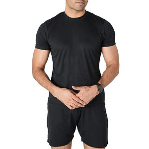 Top qualité hommes T-Shirts Polyester été nouveau Style T-Shirt couleur unie course régulière vêtements de sport en gros T-Shirt hommes - Product Image 1