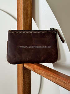 Porte-monnaie en cuir de vachette véritable usiné à la main pour femmes de l'Ouest porte-monnaie en cuir de vachette avec fermeture éclair Mini portefeuille en cuir personnalisé - Product Image 2