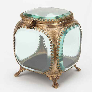 Modern Style Elegant Design Brass and <b>Glass</b> Jewelry <b>Box</b> Beveled Design Unique Shape Ring and Earing Storage <b>Box</b> in Wholesale - Product Image 1