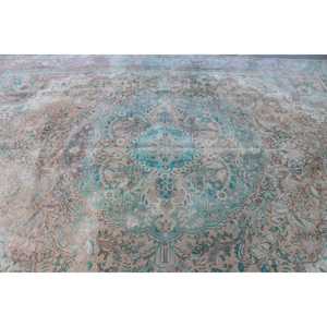 Alfombra Vintage Extra Grande de 9.4x12.7 pies (286x387 cm), Alfombra Turca de Lana con Diseño Floral Azul - Product Image 5