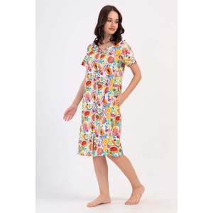 Robe d'intérieur pour femme P.SUPREM à manches courtes avec fermeture éclair et poches - SARI - SARI - Product Image 1
