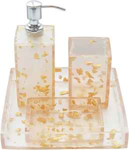 Productos de baño estándar Aspecto moderno Hogar de lujo para hotel Juego de accesorios de baño de resina - Product Image 1