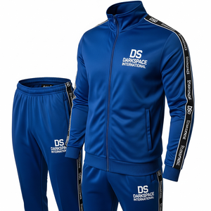 OEM Tricoté Tissage 100% Polyester Survêtement Ensemble Hommes Décontracté Sport Polyester Polaire Survêtement Ensembles Nouveaux Modèles Col Montant - Product Image 6