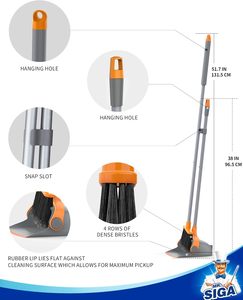 Ensemble balai et pelle MR.SIGA avec manche long réglable, gris et orange - Product Image 4