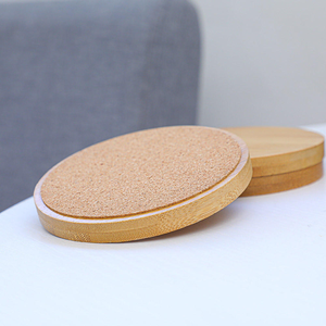 Nature Bamboo <b>Coaster</b> DIY Blank Wood Drink Mat & Pad with <b>Cork</b> Back Varnished Laser Processed UV Printed Surface - Product Image 3