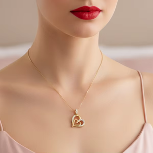 ทอง14K & เพชรธรรมชาติจี้หัวใจสง่างามของผู้หญิง | 0.15Ctw - Product Image 5