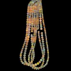 Cuentas redondas lisas de ópalo etíope amarillo, cuentas de piedras preciosas naturales de 5-6mm para joyería, collar, pulsera, venta al por mayor a granel - Product Image 1