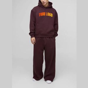 Conjunto de Sudadera con Capucha y Pantalones Deportivos Holgados con Logotipo Personalizado, 500 Gsm, Felpa, 100% Algodón, Transpirable, Grueso, Talla Grande, Unisex, para Invierno - Product Image 2