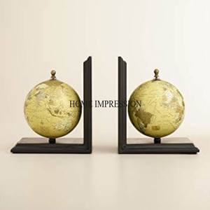 Support de base en bois d'acacia de qualité luxueuse avec des accents décoratifs pour la maison World Globe Designer Serre-livres à un prix impressionnant - Product Image 6