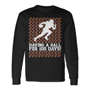 T-shirt promotionnel à manches longues « 100 jours d'école, 100 jours de football : Avoir un ballon, 100 jours plus intelligent » - Product Image 1