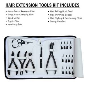 Kit d'installation d'extensions de cheveux, micro-perles, extensions à clipser et à la kératine, avec pince à trois trous, outil de retrait, ciseaux à boucles - Product Image 2