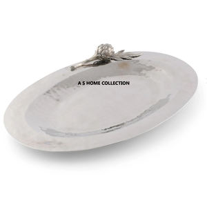 Bandeja de servicio de grado alimenticio de Metal Chapado en plata de diseño lujoso en forma ovalada para eventos Catering Festival Usos - Product Image 1