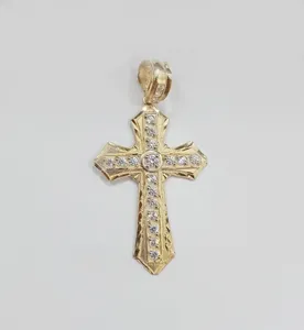 Pendentif en argent 925 avec diamant moissanite en forme de croix, 2 carats, pendentifs et breloques ronds - Product Image 1