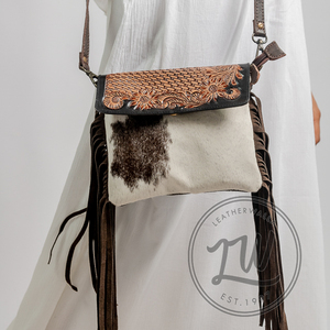 LW sac à main en cuir fourrure d'animal, sac à main en cuir de vache pour femmes et filles, sac à main à longue sangle - Product Image 1