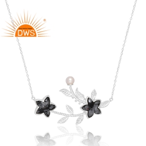 Meilleure vente 925 argent Sterling naturel flocon de neige obsidienne et perle pendentif en pierres précieuses bijoux personnalisés pour les femmes cadeau pour elle - Product Image 4