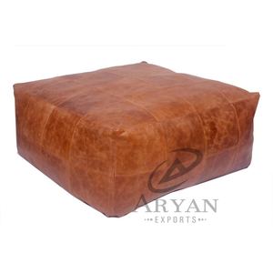 Taburete pequeño de alta calidad, taburete de pie de cuero genuino, PUF de cuero de vaca otomano, taburete otomano para asientos de sala de estar, otomano - Product Image 1