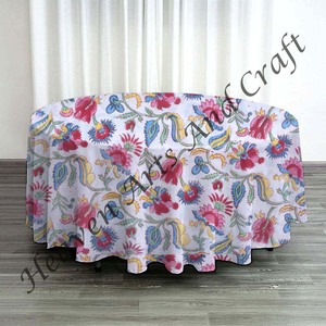 Mantel redondo de Navidad, mantel de diseño Floral, mantel hecho a mano, mantel estampado de bloques, mantel - Product Image 1